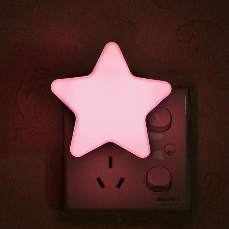 LED Stars Night Lights EU/US Plug Night Lamp Light Home Decoration Bedroom Bedside Baby Room Living Room Corridor Lighting Back Up Lights 1