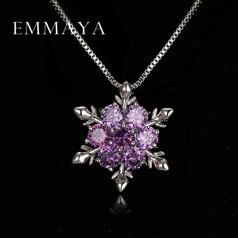 Emmaya Шарм Рождественские Украшения Популярное Ожерелье Снежинка Хрустальные Ожерелья Кулоны Для Женщин Заводская Цена
