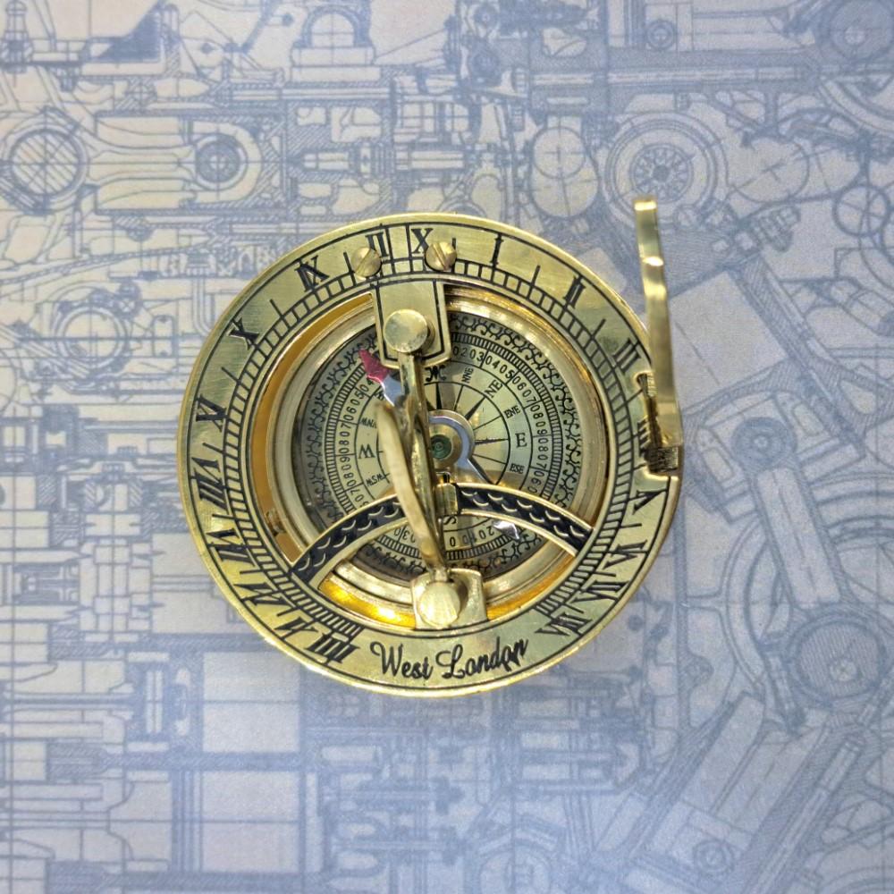 Латунный круглый солнечный компас – 7 см направленный магнитный навигационный инструмент для кемпинга, походов, туризма, отделка под старину