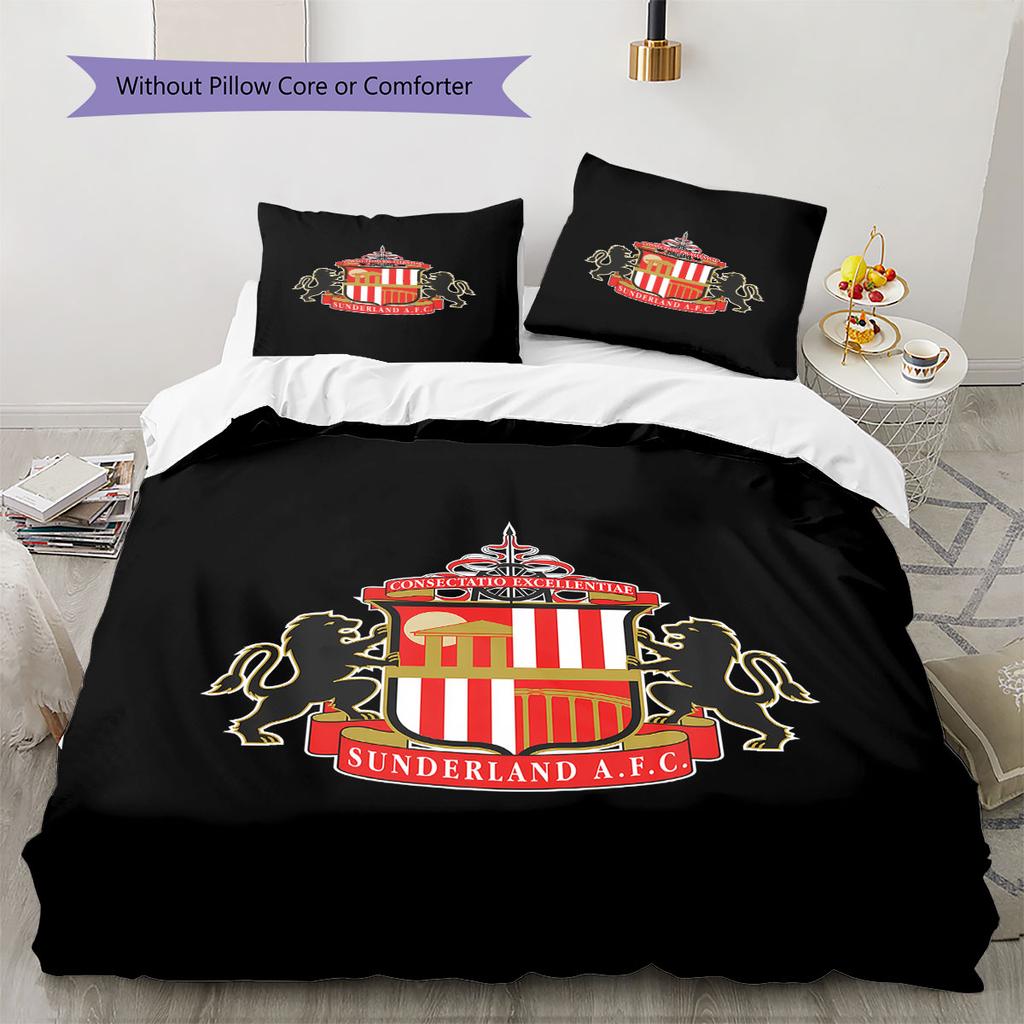 Постельное белье с узором Sunderland AFC, Комплект с одеялом, Пододеяльник, Наволочка, Домашний подарок на день рождения(1 пододеяльник + 2 наволочки, без наполнителя)