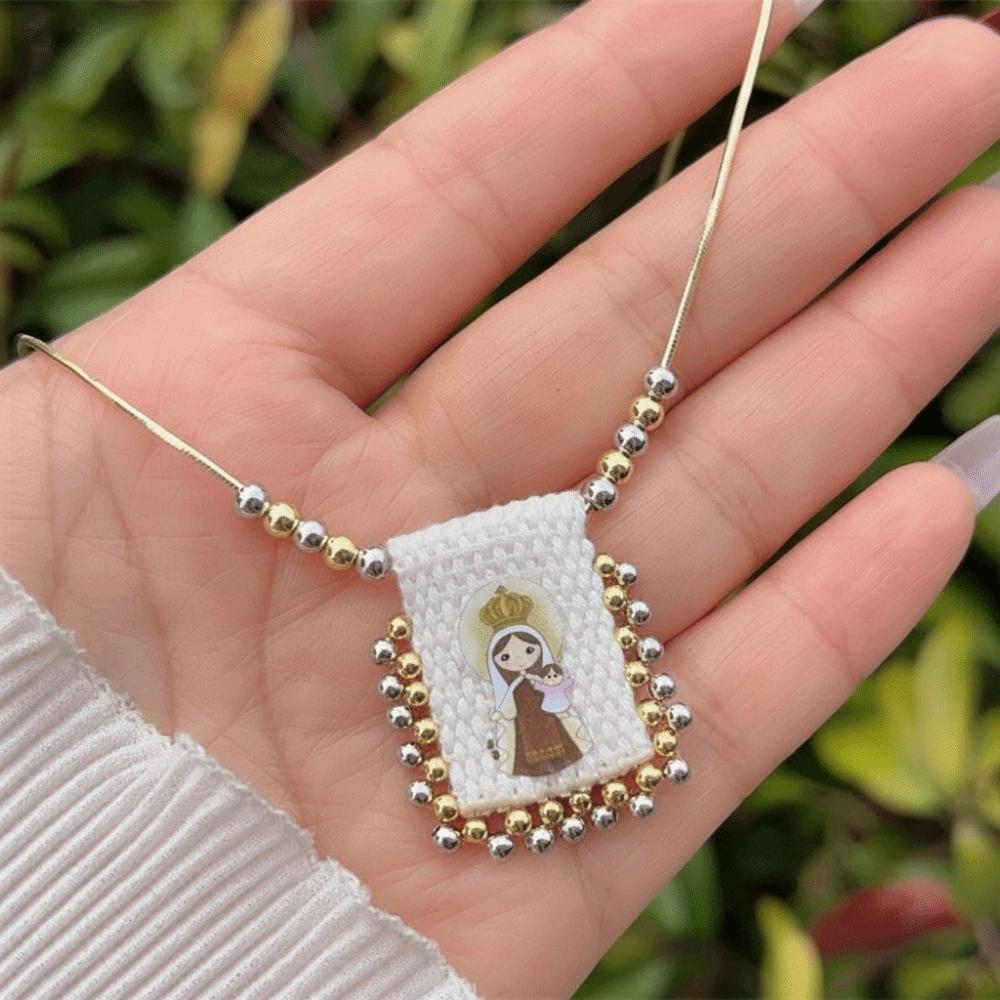 Cartoon Design Catholic Necklace Mini Size Virgin Mary Pendant Necklace for Men and Women