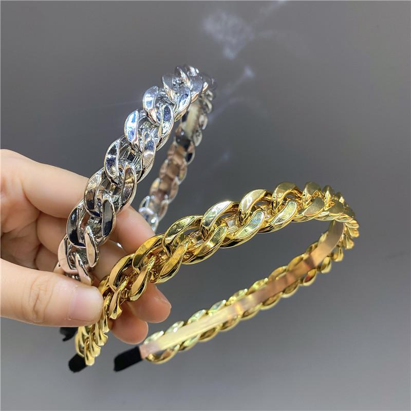 Повязка на голову из полой металлической цепочки в корейском стиле для женщин