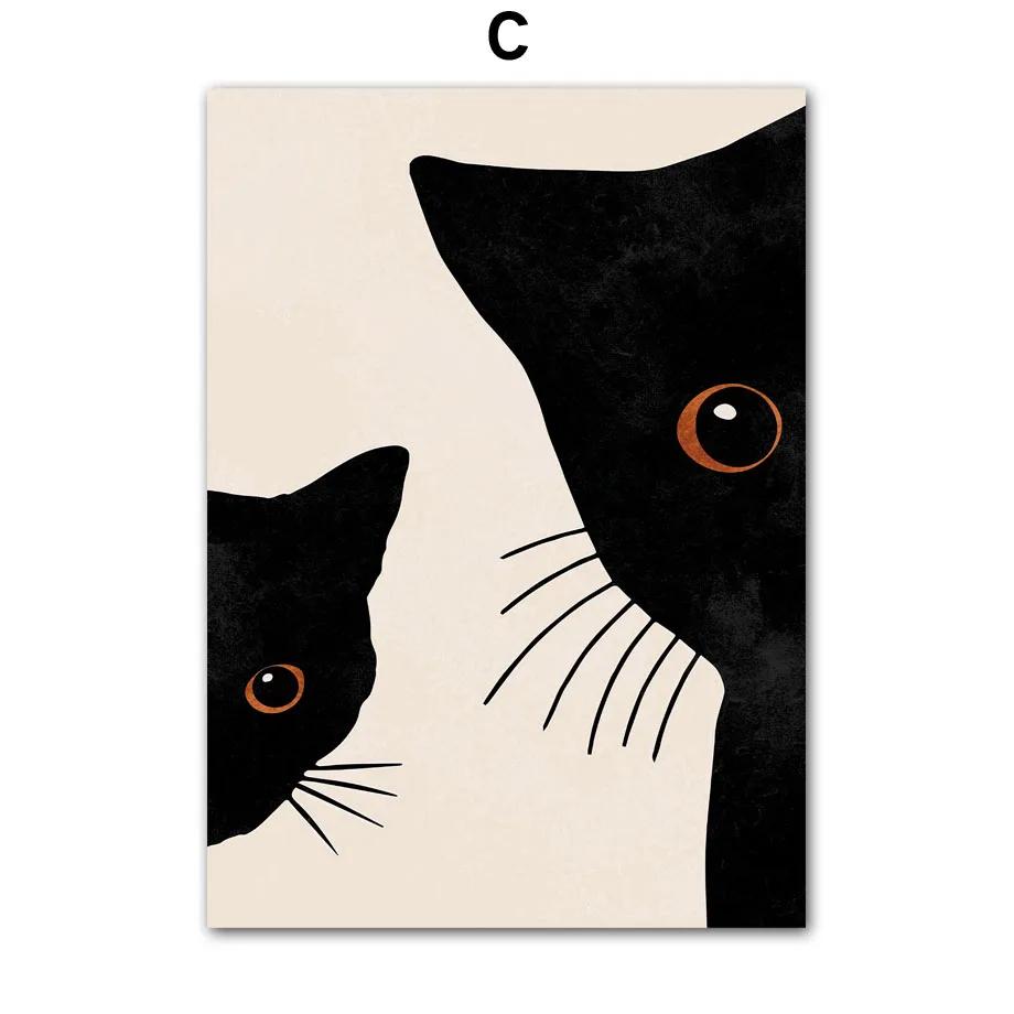 Абстрактные Бохо Солнце Чаши Черные Кошки Принты Настенное Искусство Минималистский Нейтральный Холст Картина Современные Картины Декор Гостиной Постеры