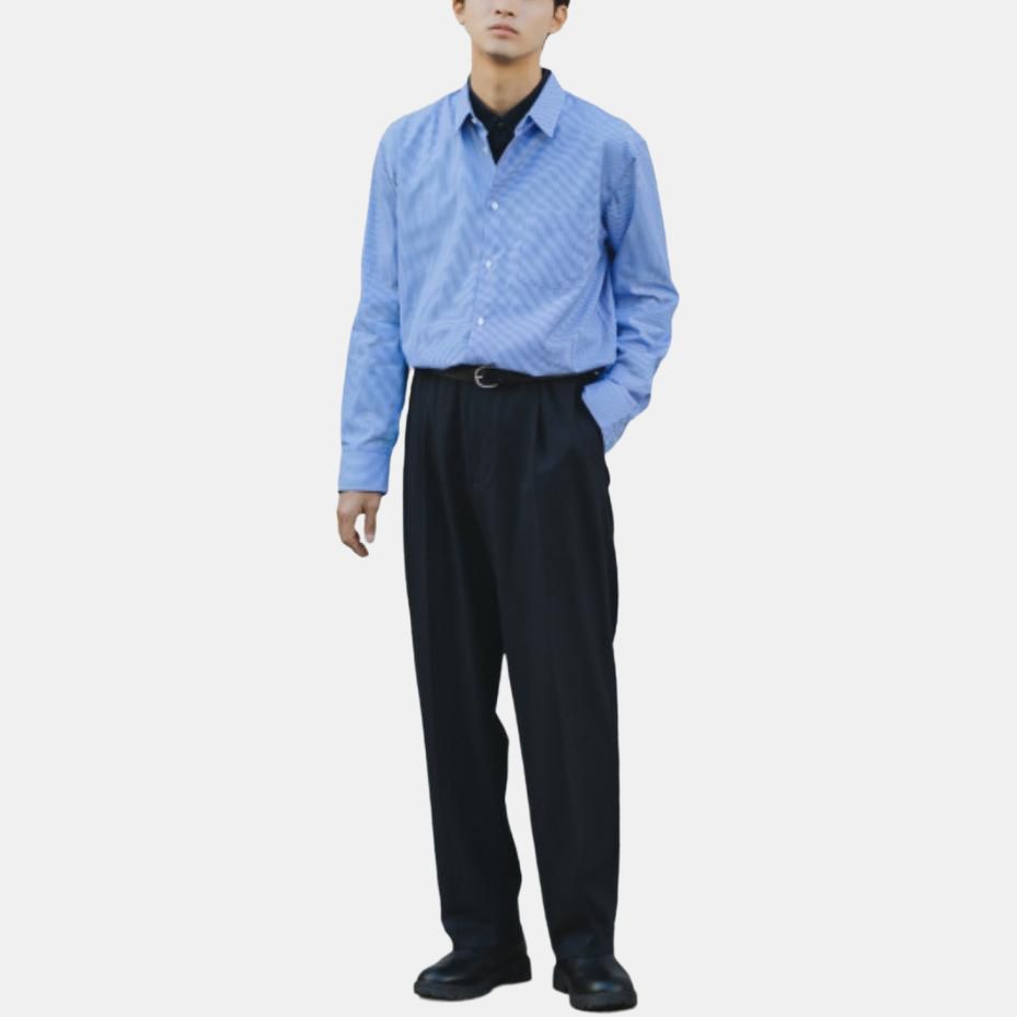 Uniqlo Рубашка с длинным рукавом в полоску на пуговицах, мужская, синяя, коллаборация Jil Sander 478673-63