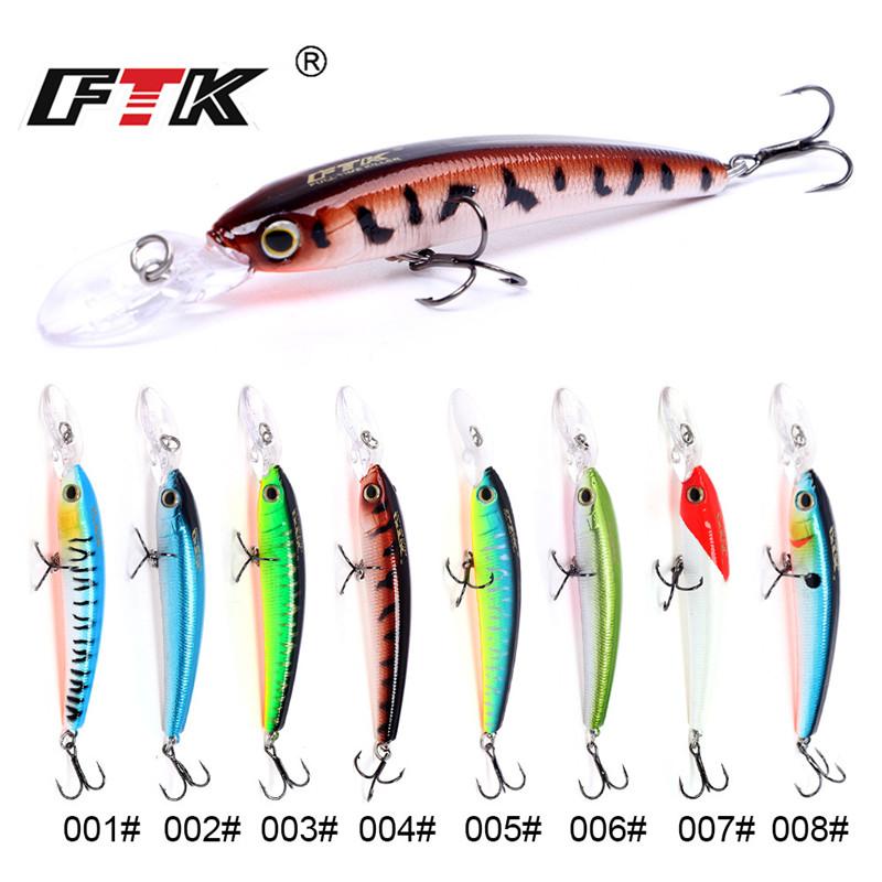 FTK Искусственная приманка для рыбалки Mino, жесткое крепление, гольян, 7 цветов на выбор, 80 мм, 7 г, глубина 2 м, профессиональное качество, популярная модель