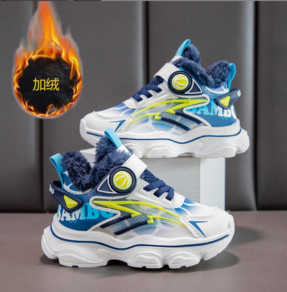 Модная зимняя детская обувь для мальчиков и девочек, нескользящая спортивная обувь, уличные зимние ботинки, водонепроницаемые теплые кроссовки, детская баскетбольная обувь с высоким верхом