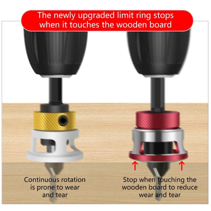 Зенковочные сверла с ограничителем глубины, шестигранный хвостовик, отверстиерез, деревообработка, алюминий, инструмент для ограничения сверления, снятие фаски