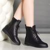 Fashion Giant Versatile Soft Leather Martin Boots Women's 2025 Autumn and Winter New Boots Fleece Thickened British Style Flat Bottom Short Boots Wome