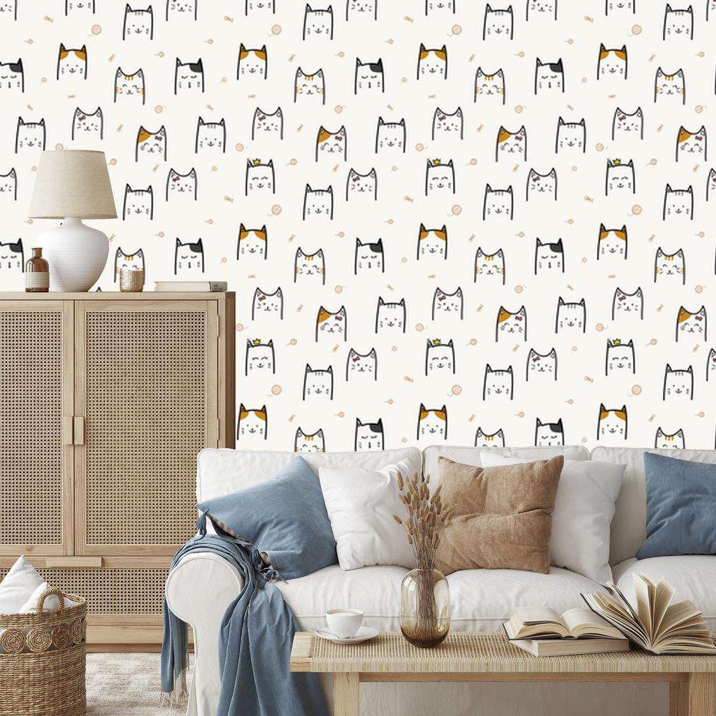 Cheerful kittens wallpaper for living room and bedroom 50x1000