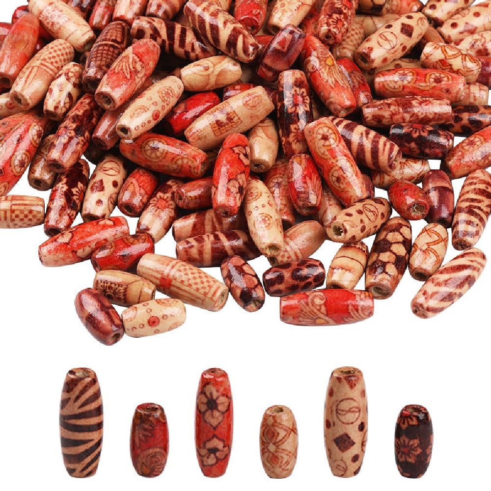 Расписные деревянные бусины, случайная смесь, бусины с большим отверстием 10/12/17 мм, экологичные, сделай сам, круглые деревянные бусины россыпью для изготовления украшений, аксессуары ручной работы