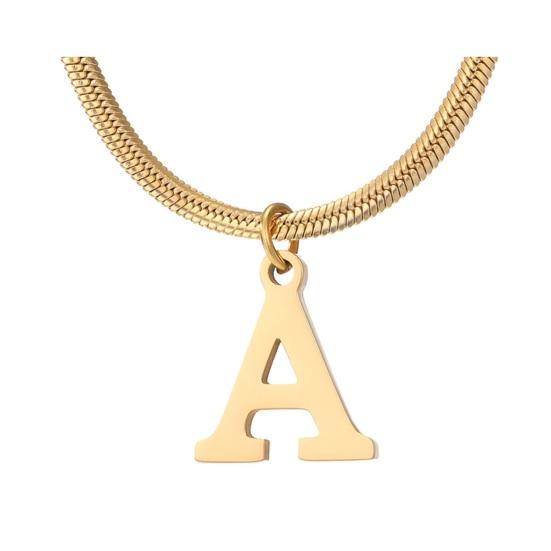 Ожерелье с подвеской в виде буквы, цепочка из змеиной кости, инициал, регулируемый с удлиненной цепочкой, позолоченный