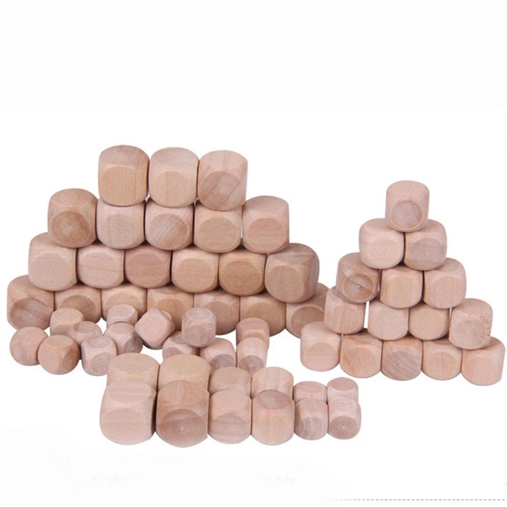 for Children Graffiti Engraving Family DIY D6 Dice Wood Cube Dices 6 Sided Blank Dice Wood Dice