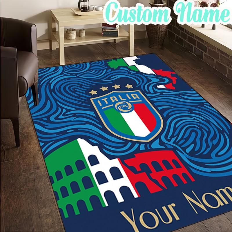 Custom Name Italian Crest Rug, Office Rug, Chair Rug, Carpet for Living Rooms, Doormat Game Rug Home Decor Christmas Gifts