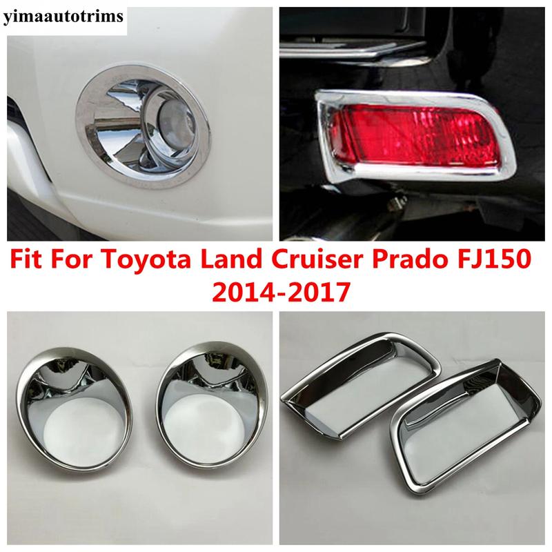 Передние Задние Противотуманные Фары Лампы Кольцо Чехол Отделка Для Toyota Land Cruiser Prado FJ150 2014 - 2017 ABS Хром Аксессуары Комплект для Интерьера