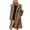 S-6XL Faux Fox Fur Long Coat Woman Brown Oversized Thicken Jacket Female Turndown Collar Winter Fake Fur Outwear L1312