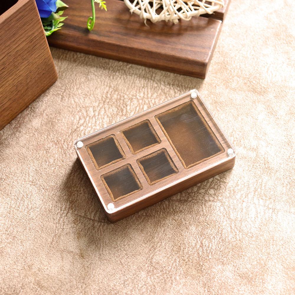 Opening Window Black Walnut Cufflinks Box Magnetic Cover Jewelry Ring Holder for Proposal Rings