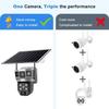 4G SIM Card Solar IP Camera 6K 12MP Three Screens 10X Zoom Outdoor CCTV Auto Tracking Build In Battery Waterproof Security Protection Cam
