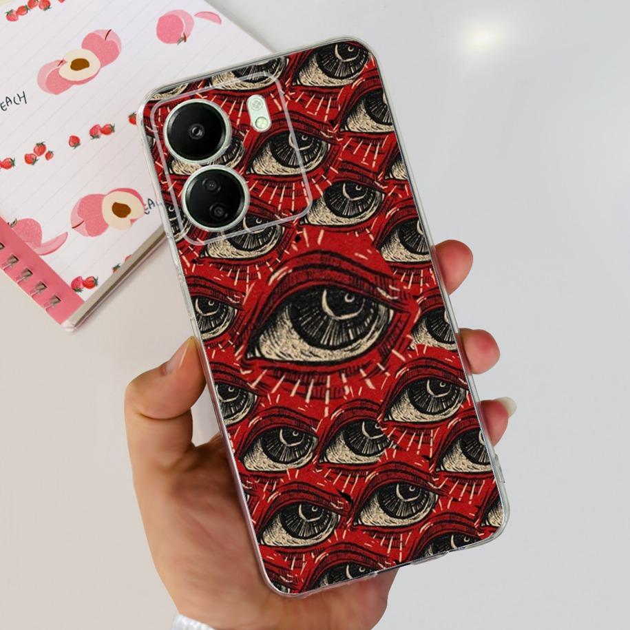 For Xiaomi POCO C65 Case Transparent Silicone Soft TPU Phone Cover For Xiaomi Mi Poco C65 Protective Bumper PocoC65 Flower Funda