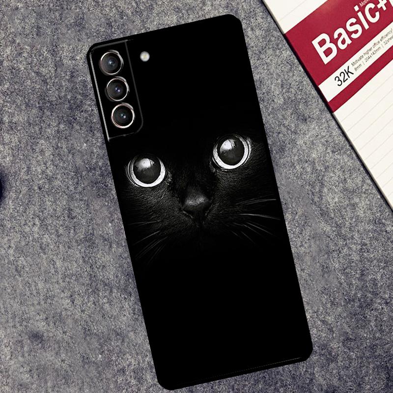Черный Кошачий Лицо Котенка Чехол Для Samsung Galaxy S25 S26 Ultra S20 S21 S22 S23 S10 Plus S25 FE S24 Ultra Чехол