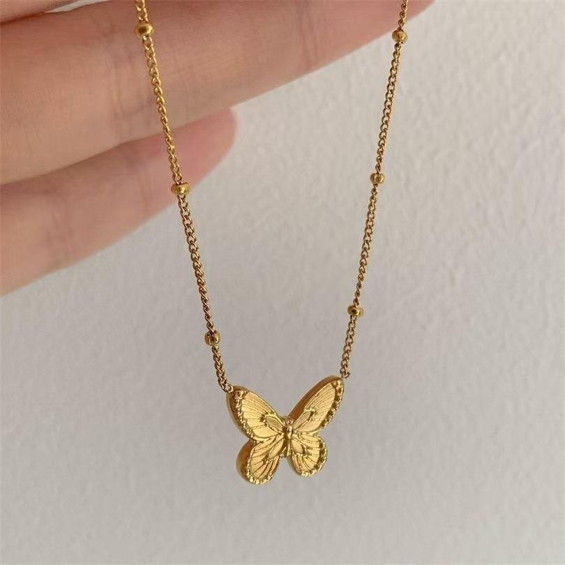 Ожерелье из бисера Butterfly Elements для женщин с золотым первоклассным чувством, модное, простое и универсальное, цепочка на ключицу для подруги