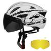 Queshark Ultralight Cycling Helmet with Goggles Bicycle Safety Cap Motorcycle Riding MTB Road Bike Helmet+Removable Yellow/Colorful Lens