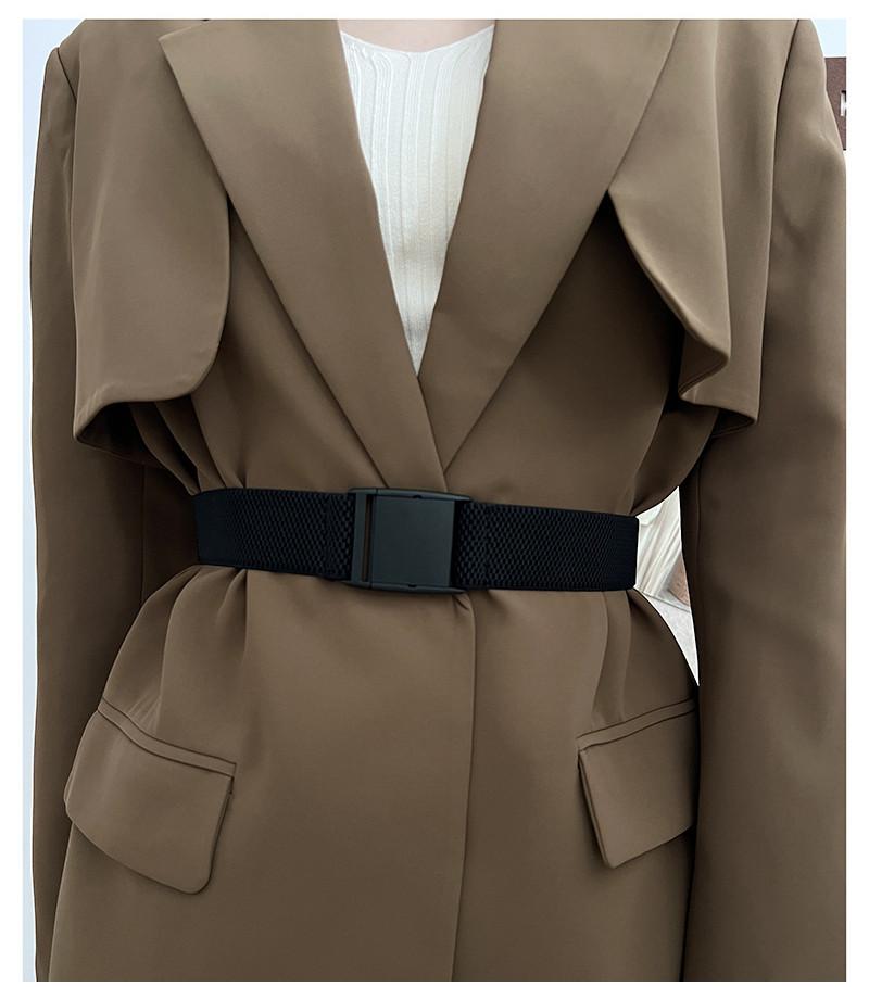 Универсальный Эластичный Пояс для Женщин со Стильной Пластиковой Пряжкой в Элегантном Черном Цвете