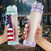 1PC American Flag Patriotic Print 750ml Color Plastic Sports Water Bottle Leakproof Flip Straw Lid Suitable for Sports Office Home Use