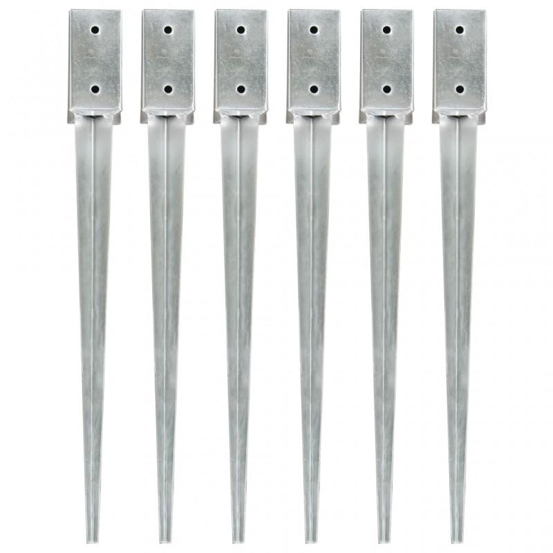 Day and Night - Day and Night Ground Spikes 6 Pcs Silver Galvanized Steel 7x7x75 Cm