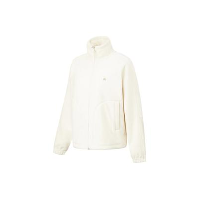 Li Ning Fitness Series однотонный свободный флисовый теплый кардиган ветровка трикотажная флисовая куртка женская верхняя одежда Off-White AWDTB26-1