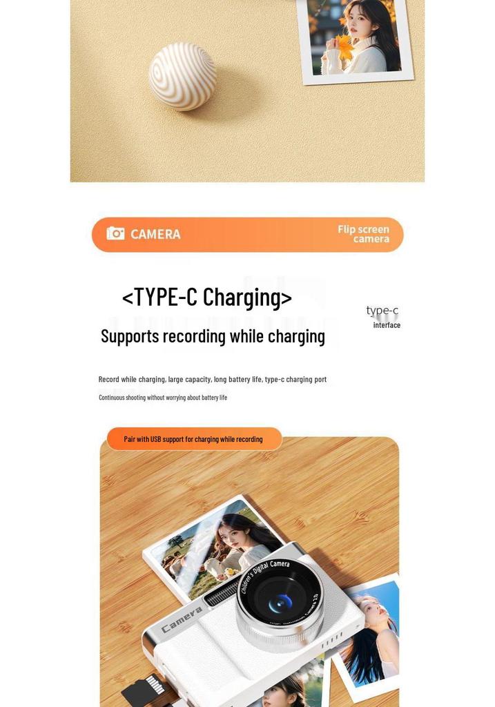 HD Flip Screen CCD Digital Camera with Selfie & Travel Features for Students