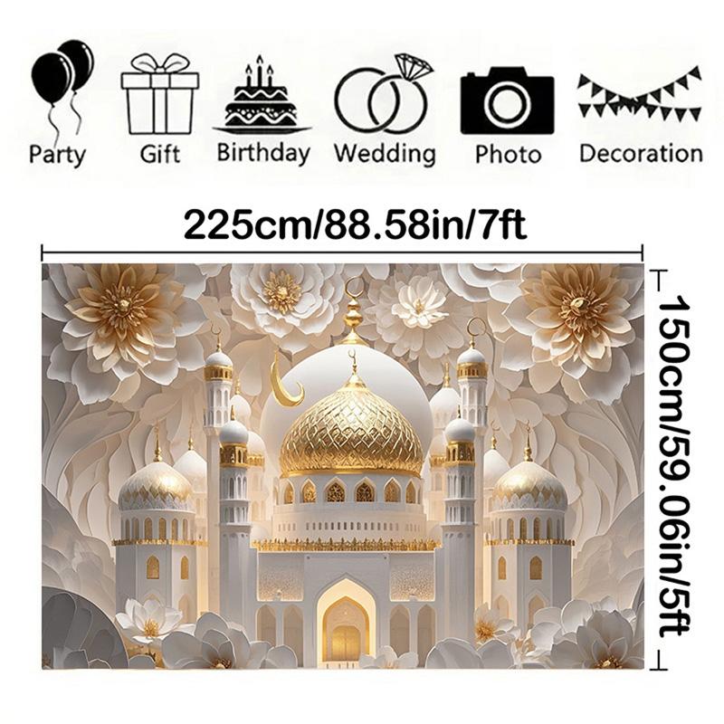 Mosque Theme Ramadan Eid Mubarak Decoration Backdrop Banner Family Room Photo Background Party Decors Moon Star Background Eid Al Adha