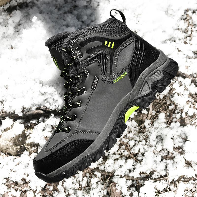 39-47 Мужская бархатная уличная обувь с высоким берцем, обувь для скалолазания большого размера, теплые походные ботинки для волос
