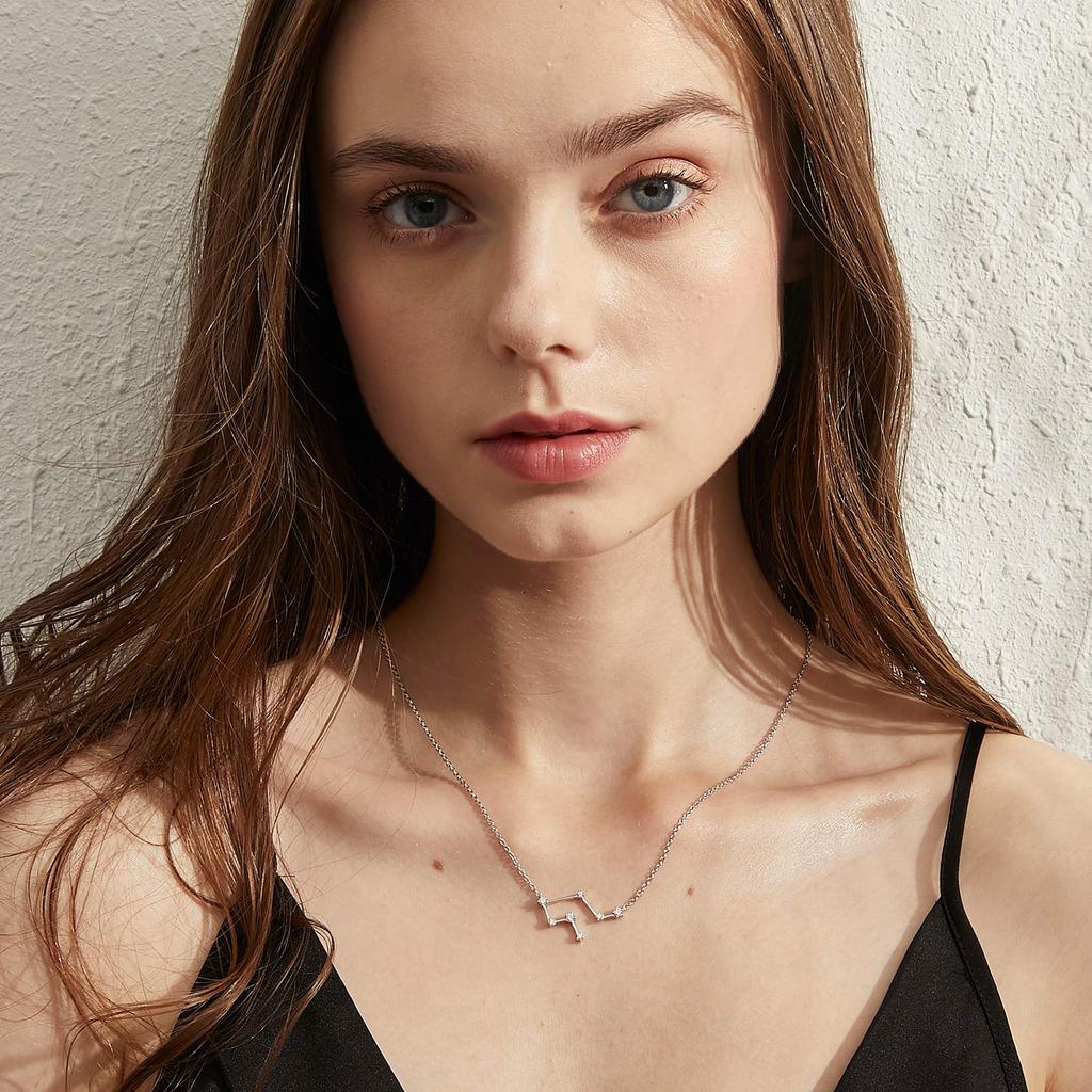 Ожерелье 12 Знаков Зодиака из стерлингового серебра 925 пробы, подвеска в виде знака зодиака, изящное ожерелье с подвеской в виде знака зодиака со стразами, элегантный кубический цирконий