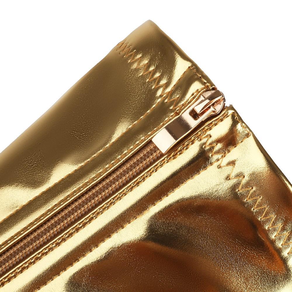 Metallic Gold Silver Stretch Knee High Platform Boots Women Chunky Heels Sexy Party Dress Winter Lady Zipper Elastic Long Boots