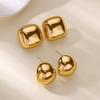 Premium Anti-sensitive Stainless Steel Stud Earrings Pearlescent Metal Texture Geometric Ball Earrings Trendy Commuting