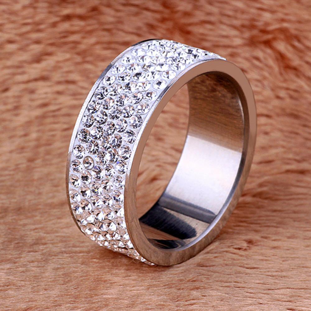 Fashion Unisex Women/Men Jewelry Weddig Stainless Steel Full Filled Zircon Band Ring