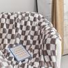 Throw Blanket Checkerboard Design Coldproof Polyester Bedroom Bed Winter Warm Flannel Blanket