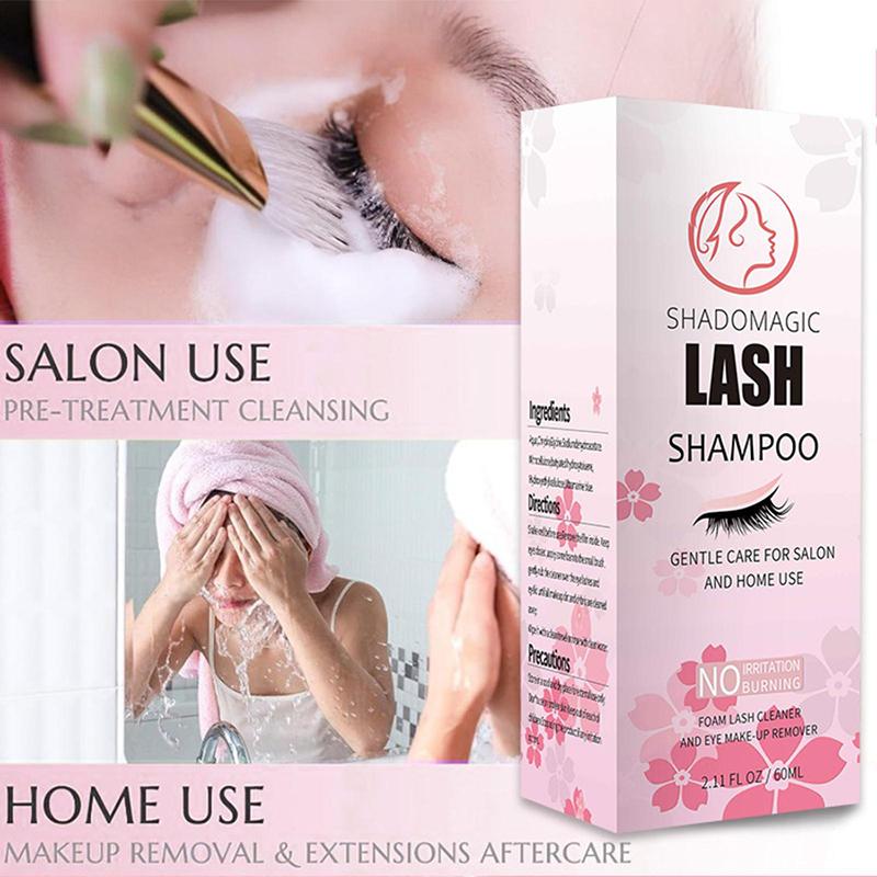 Lash Shampoo 60ML Eyelash Fast Cleaning Foam Mascara Wand Oil Free Deep Clean Lash Extensions Remover For Salon