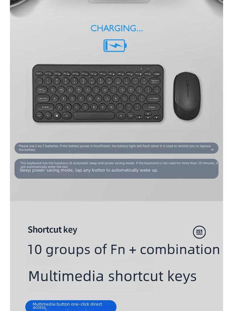 Беспроводная бесшумная клавиатура и мышь Chocolate Keycap для офисного и портативного использования с быстрой доставкой