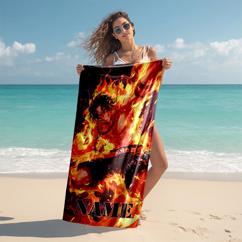 Personalized customized proof beach towel with One Piece pattern - soft, absorbent,quick-drying,perfect swimming,camping&bathing