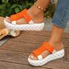 Large Size Thick Bottom Lightweight Woven Slippers Women's Summer New Bright Slippers Women