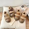 Girls Flat Shoes Toes Capped Non-slip for Winter Children Warm Shoes Korean Style 2024 Winter Kids Fashion Shoes Sweet Hook&loop