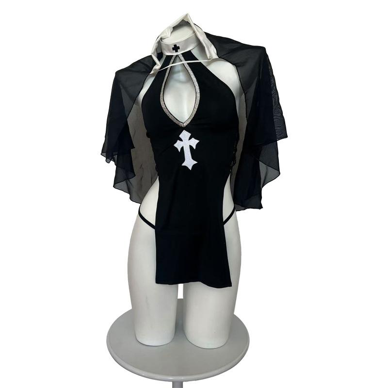 Sexy nun COS uniform erotic underwear pure breast temptation no pajama suit passion temptation