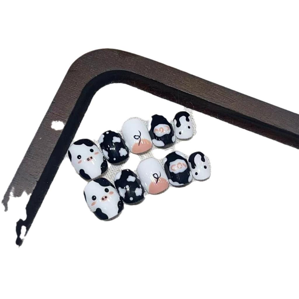 Pure Hand-made Short Handmade High-end Cute Pig Ins Nail Art Stickers Detachable Fake Nail Patches