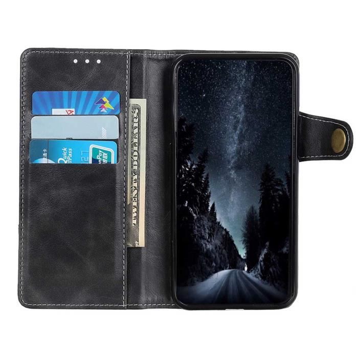 Étui - XWZYQ® - Redmi Note 9 - Cuir Noir - Housse Flip - Portefeuille Semi-rigide