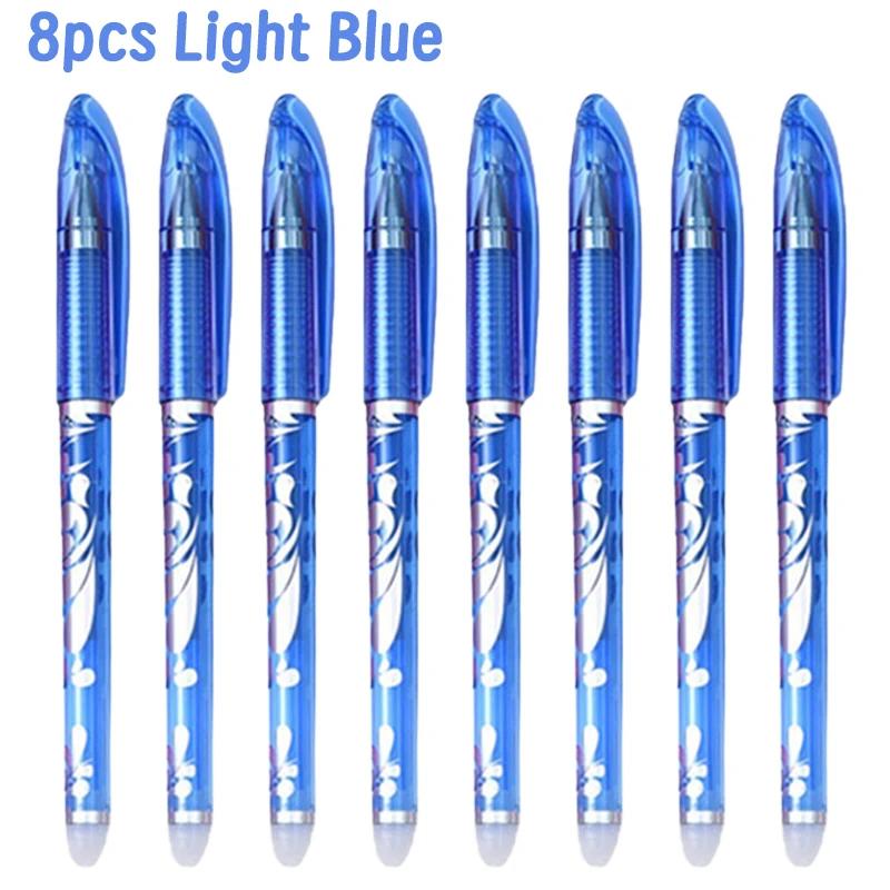 8 Pcs 0.5mm Erasable Pen Refill Set 8 Color Ink Gel Pen Rod Washable Handle School&Office Writing Stationery Gel Ink Pen