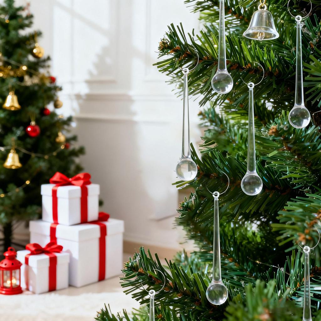 Прозрачные рождественские украшения, хрустальные подвески и капли для люстры, подвесные украшения для центра стола, украшения в форме капель