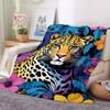 1pc Leopard Floral Lightweight Flannel Blanket, Comfortable and Warm Blanket, for Office and Camping Sofa Bed, Livingroom120