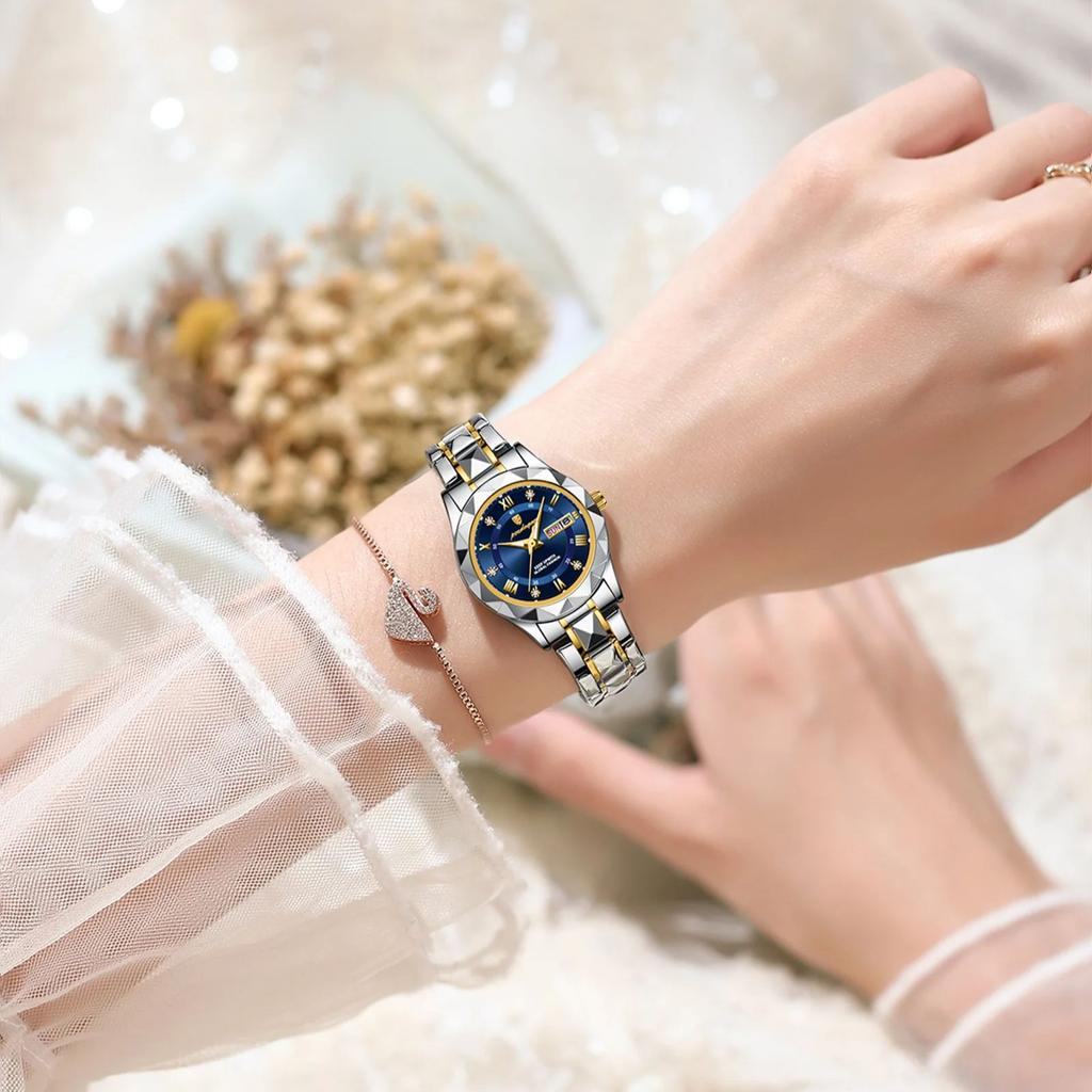 POEDAGAR Fashion Ladies Wristwatch Week Date Luminous Waterproof Woman Watch Stainless Steel Luxury Women's Quartz Watches reloj