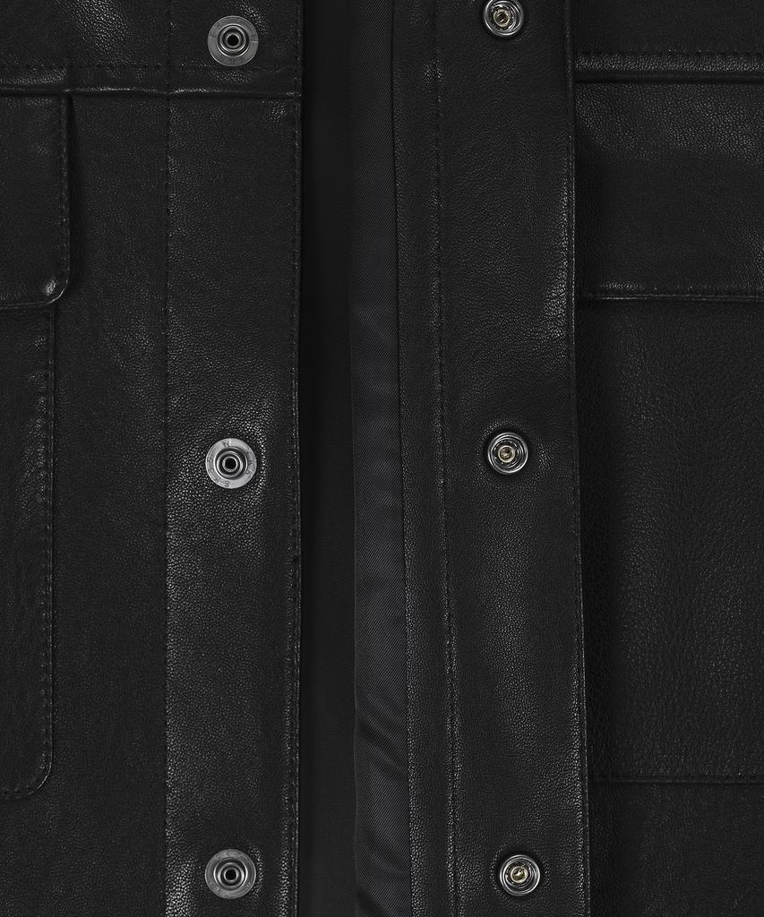 Noirer Lambs Leather Shirt Jacket (Black)